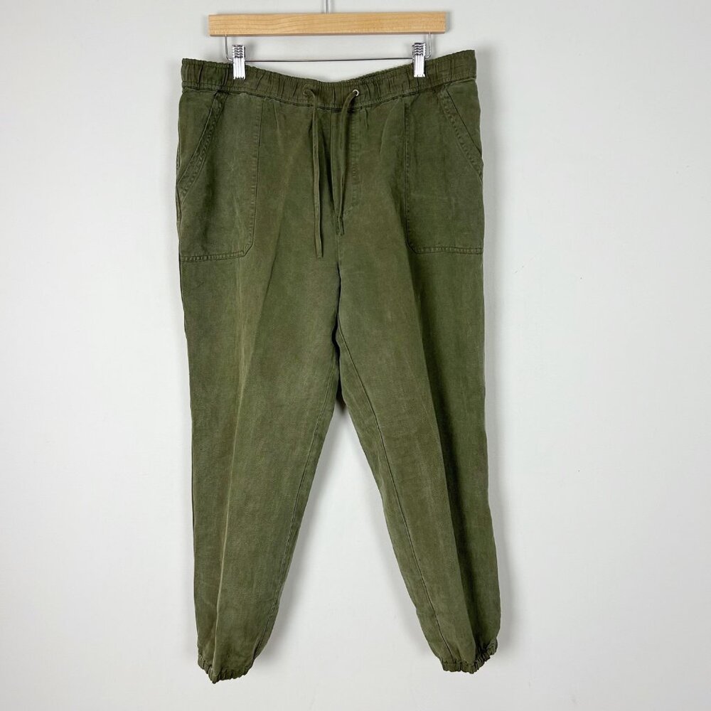 Marine Layer Olive Green Jogger Pants Linen Blend Pull On Size XL Women's‎